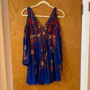 Free People Blue Asymmetrical Mini Dress